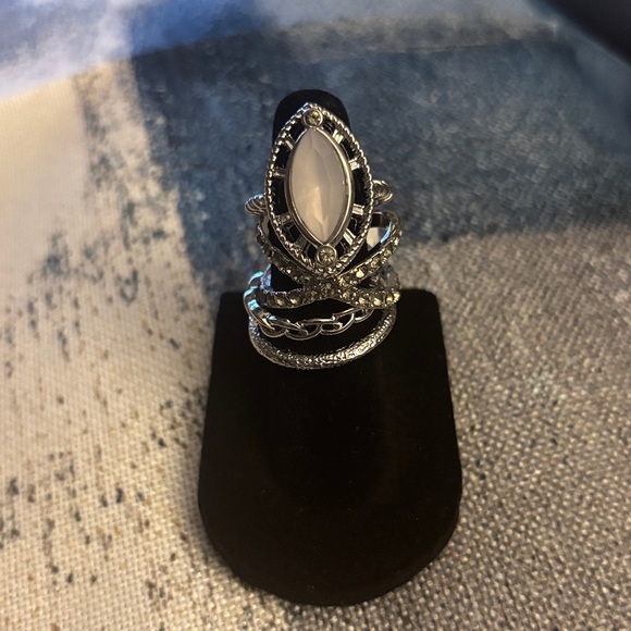 Versona Jewelry - Versona Silver-Tone Crystal Hoop Ring Set, size 7